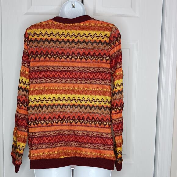 Doe & Rae Zig Zag Embroidered Cardigan Sz L - Picture 3 of 10